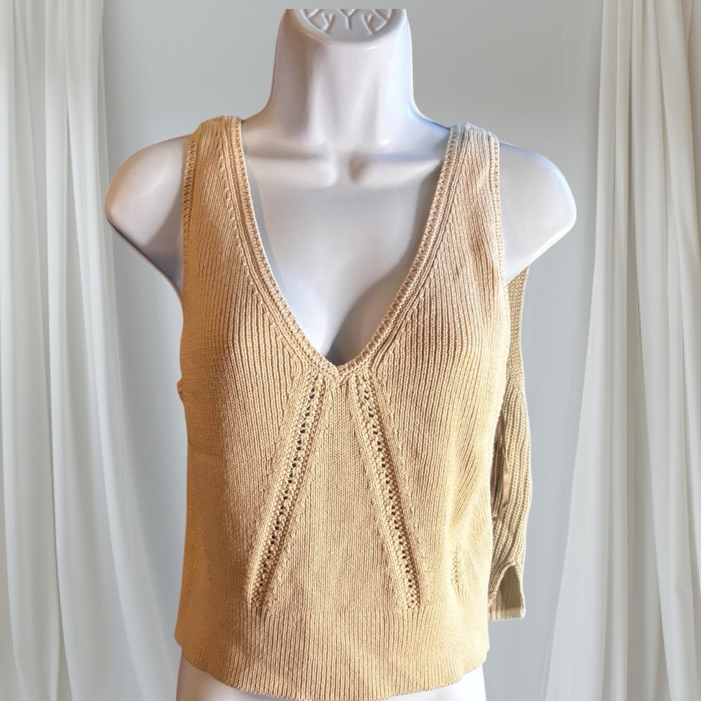 Banana Republic Cream Cropped V-Neck Women's Tank Top Vest